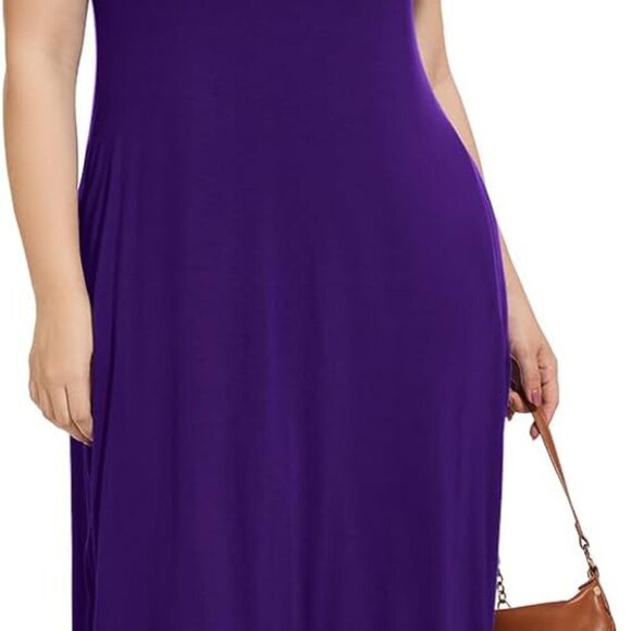 Plus Size Maxi Dress Rayon Spandex Sleeveless Casual Summer for Curvy Women - Picture 4 of 6